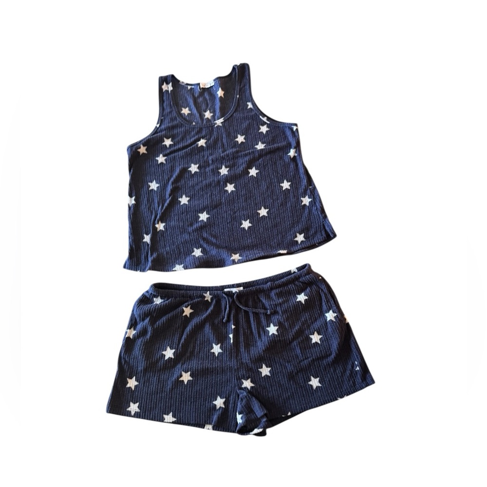 Socialite Blue and White Star Print Pajama Set Size XL Shorts & Sleeveless Top - Picture 4 of 16